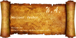 Weiser Andor névjegykártya